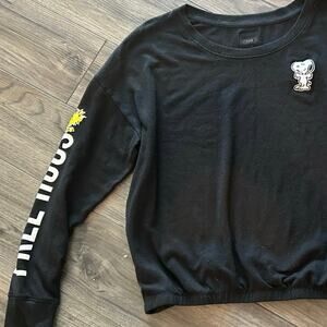 Peanuts Snoopy Free Hugs‎ Black Crewneck Sweatshirt Small Woodstock